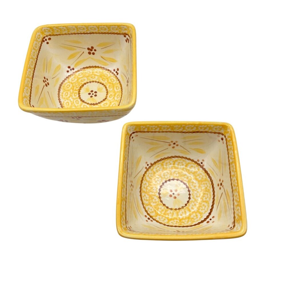 Temptations Old World Yellow square‎ serving bowls yellow 1.0 1.5qt set of two